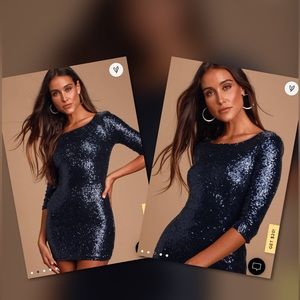 Lulus Navy Blue Sequin Dress